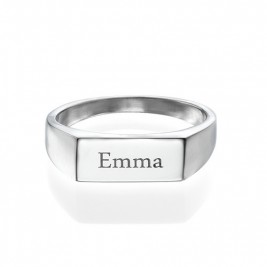 Engraved Signet Ring in Sterling Silver